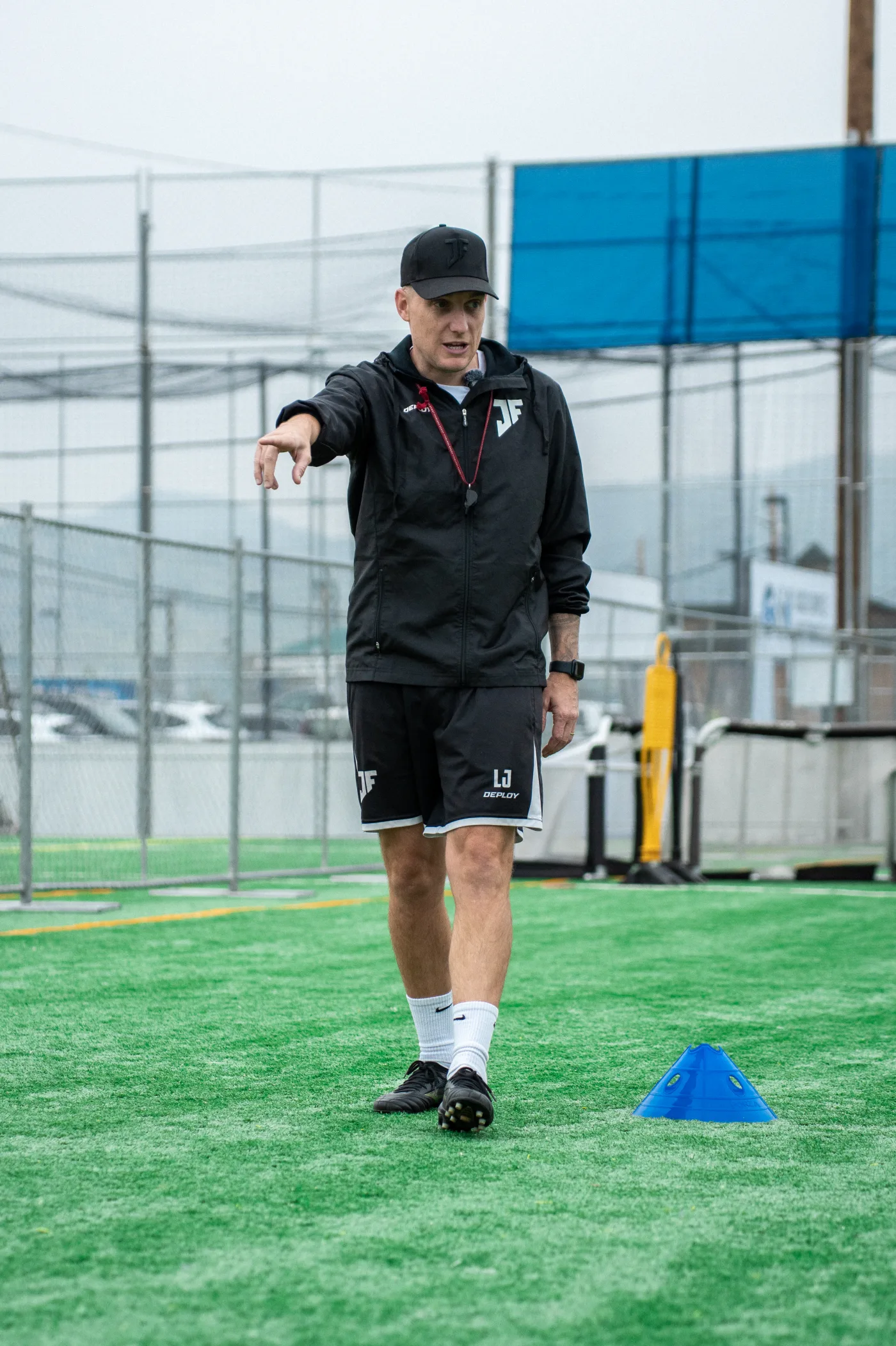 Lee Jones coaching on the pitch at JFP HQ