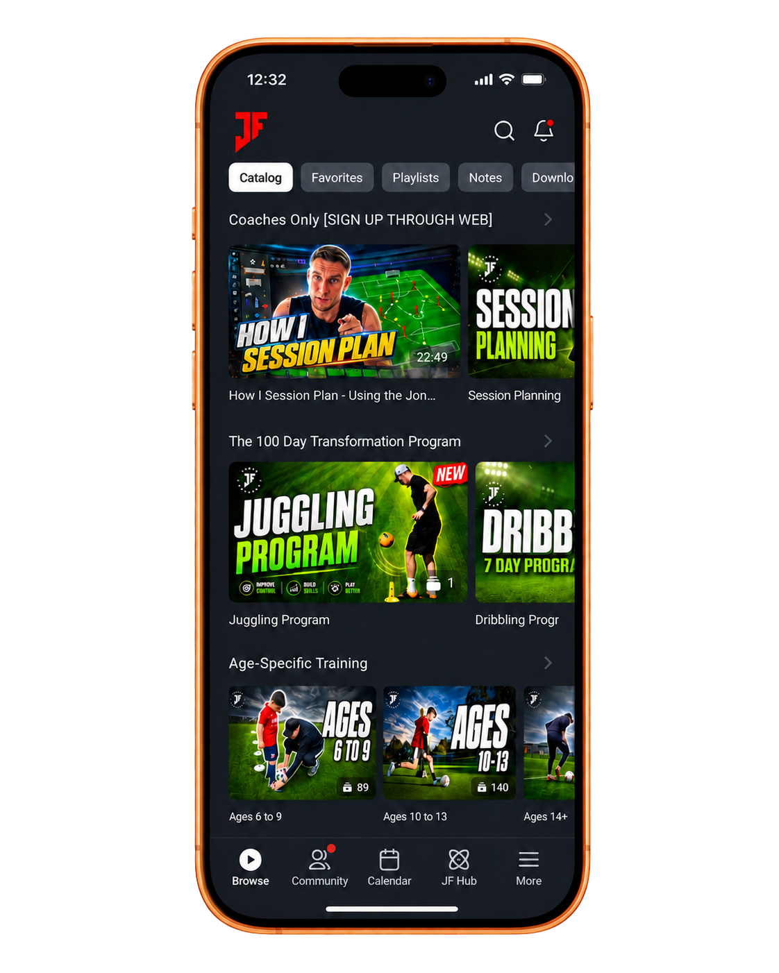 Joner Football App player training screen