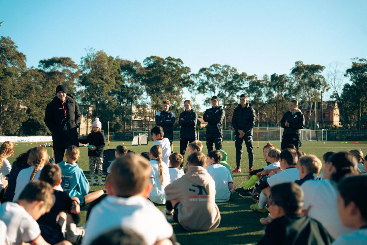 Lee Jones coaching on the pitch at Joner Football