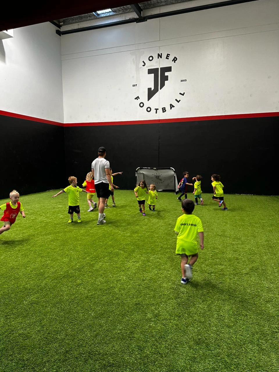 Young players training inside Joner Football HQ